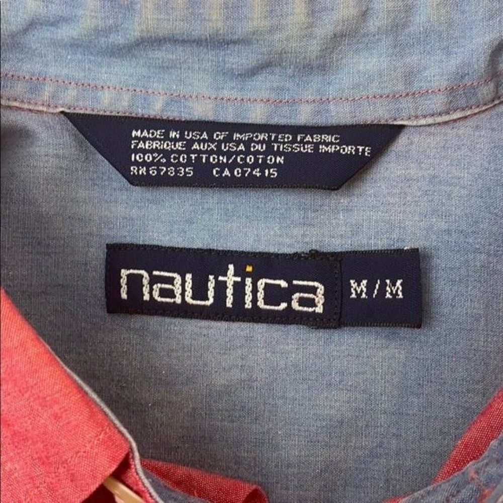 Vintage Nautica Mens Button-down Short Sleeve Casual Shirt Size M - Picture 6 of 7
